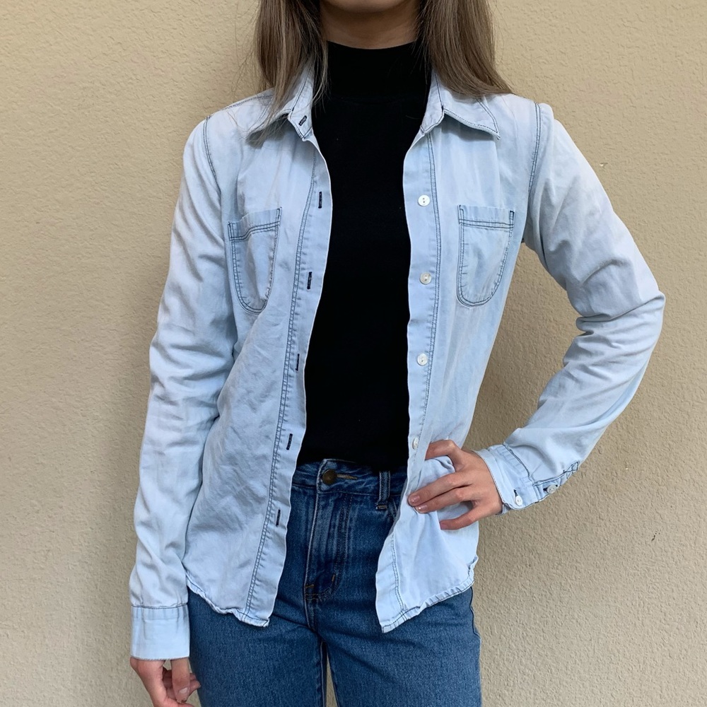 Denim Colored Button Down Shirt